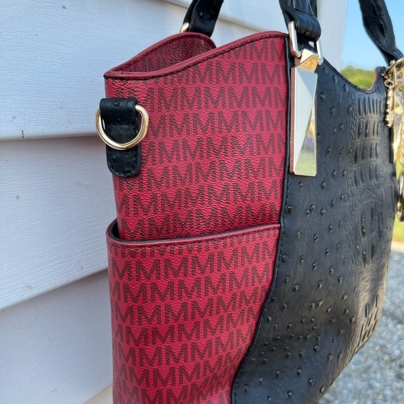 Miak Collection Elegant Black and Red Handbag - Picture 3 of 9